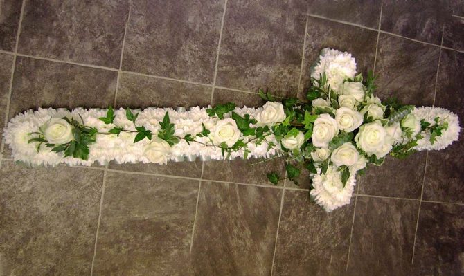 White Cross Funeral Flowers