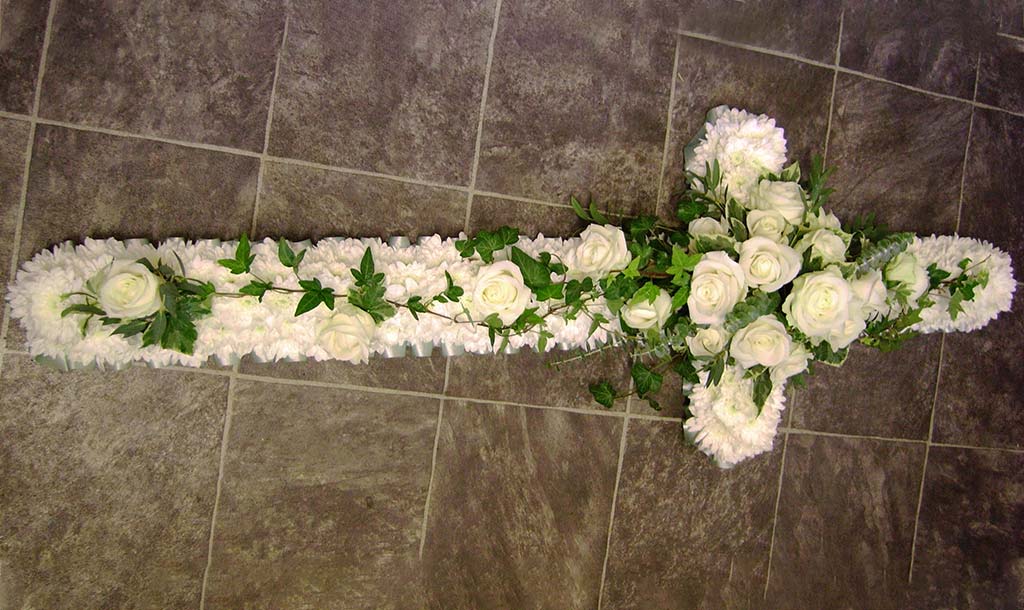 White Cross Funeral Flowers