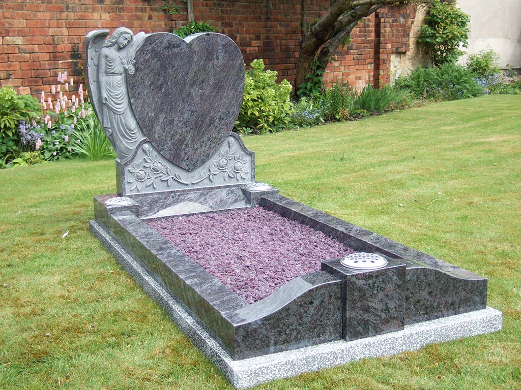 Angel In Blue Memorial Headstone