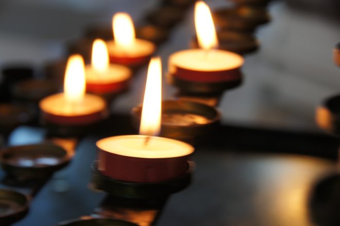 Candles at an alternative funeral